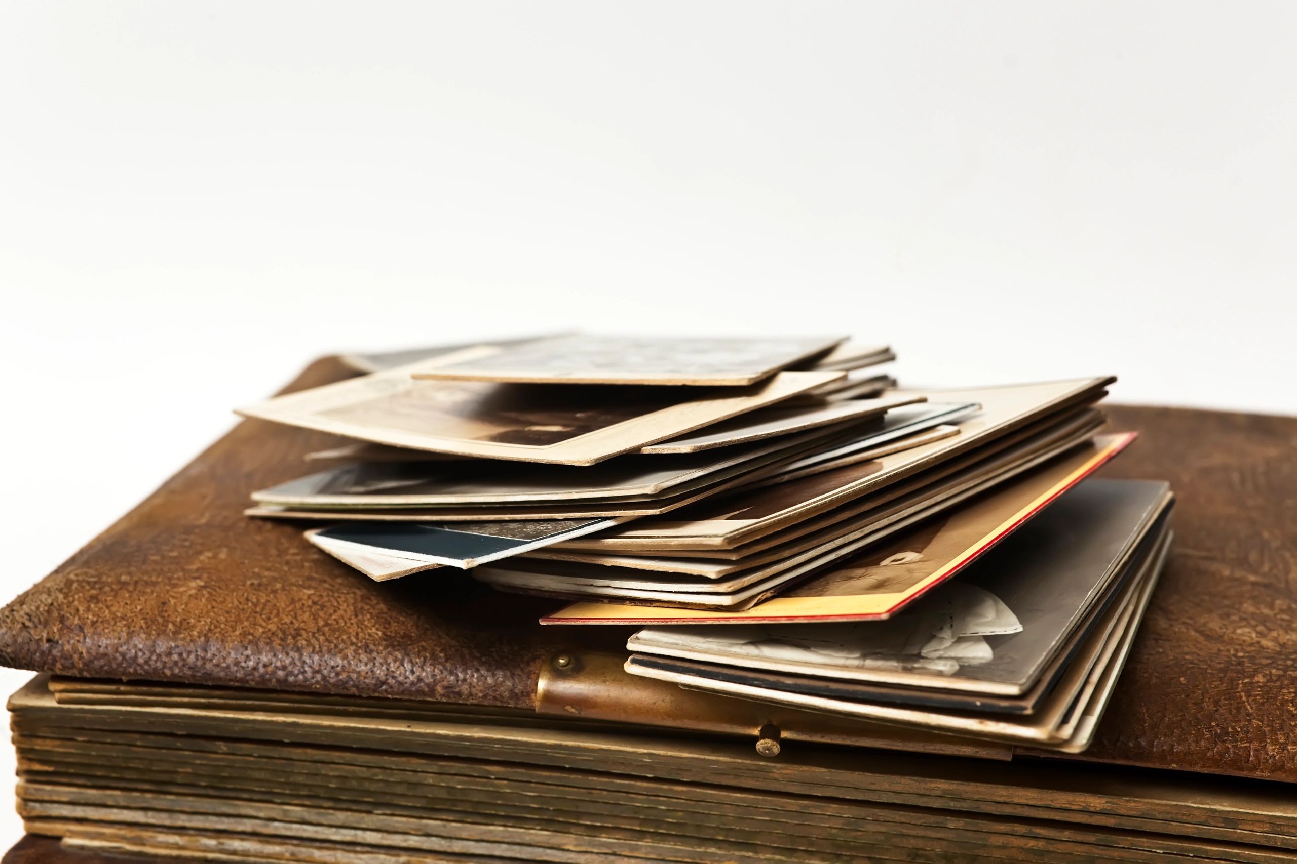 Antique family photo album representing preserved family memories